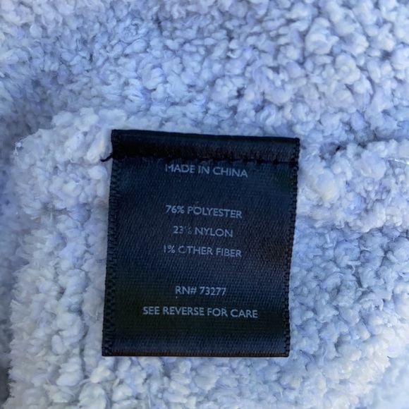 Simply Vera Wang Kohl’s Baby Blue Pastel Sherpa Hoodie Pullover Sweater Vneck - Picture 9 of 10